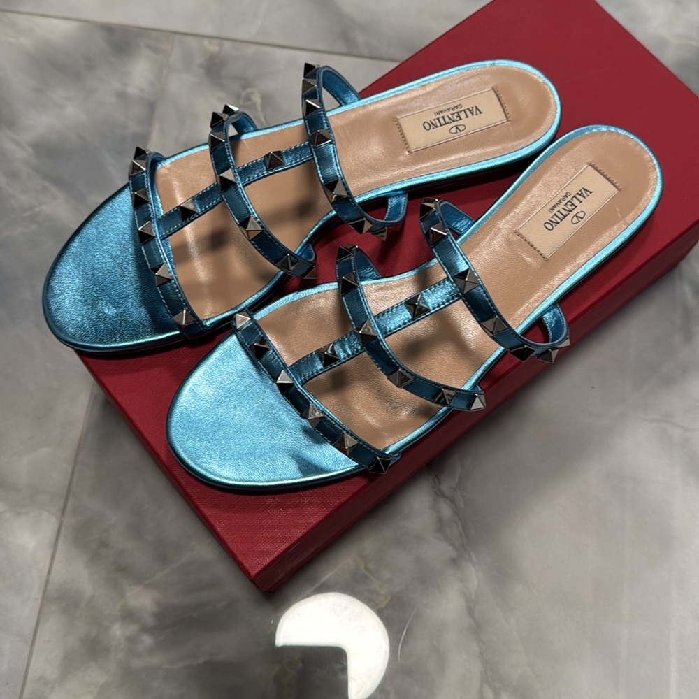 Valentino Blue Studded Women's Sandals